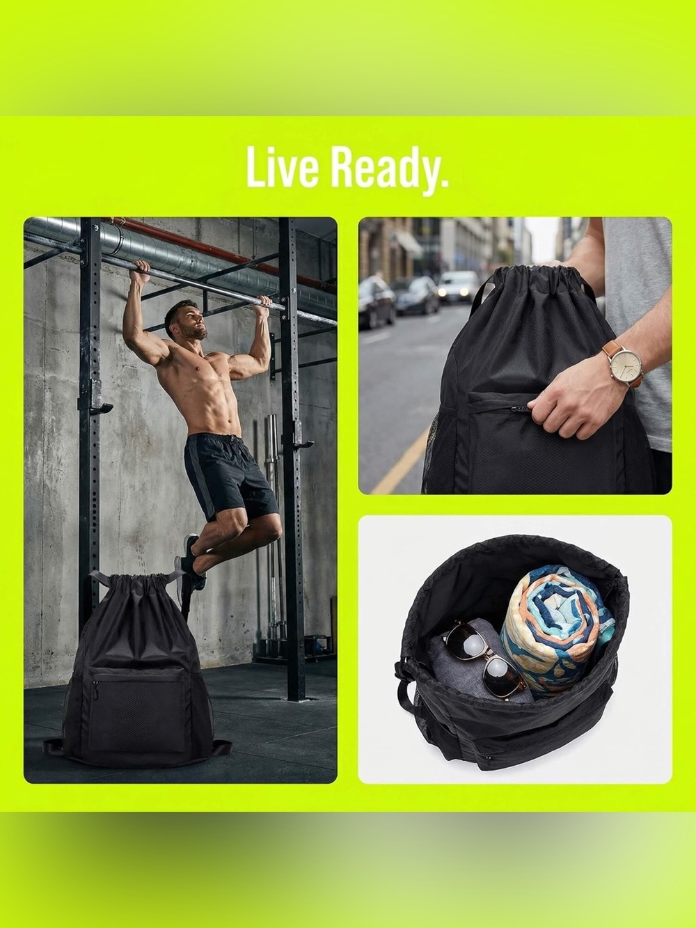 Waterproof Drawstring Backpack - Picture 4 of 9